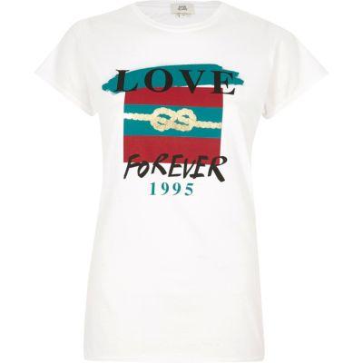 River Island Womens White 'love Forever' Knot Print T-shirt