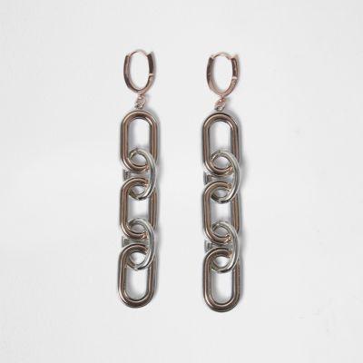 River Island Womens Silver Tone Curb Chain Drop Earrings