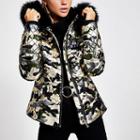 River Island Womens Metallic Camo Print Padded Jacket