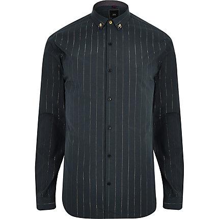 River Island Mens Metallic Stripe Slim Fit Shirt