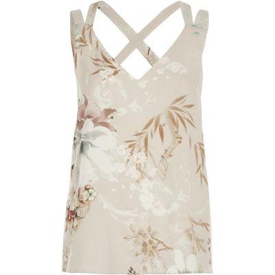River Island Womens Petite Floral Cross Back Vest