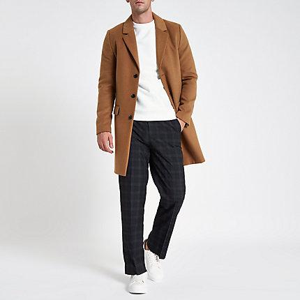 River Island Mens Check Wide Leg Smart Pants