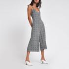 River Island Womens Check Zip Front Culotte Jumpsuit