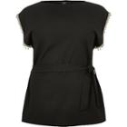River Island Womens Plus Embellished Trim Tie Belted Top