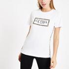 River Island Womens White 'la Vida' Leopard Print Piped T-shirt