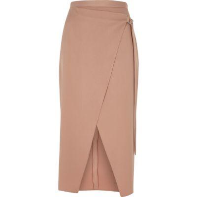 River Island Womens Wrap Tie Waist Midi Skrit