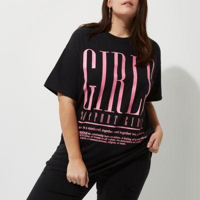 River Island Womens Plus 'girls' Slogan Boyfriend T-shirt