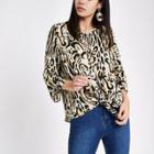 River Island Womens Tiger Print Tie Front Blouse