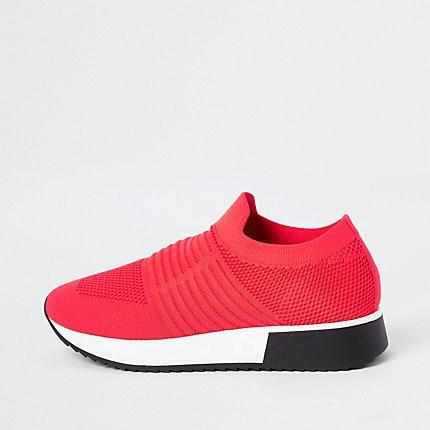 River Island Womens Neon Knitted Runner Trainers