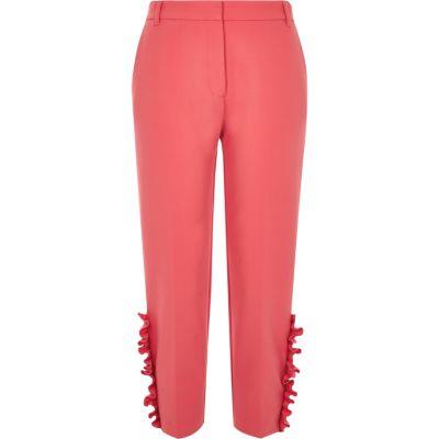 River Island Womens Petite Pearl Hem Cigarette Trousers