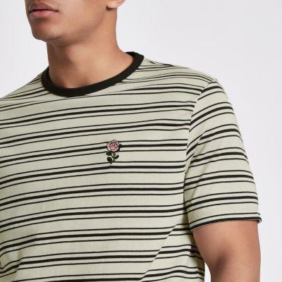 River Island Mens Crew Neck Stripe Print T-shirt
