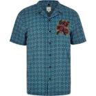 River Island Mens Tile Print Floral Embroidered Shirt