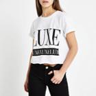 River Island Womens Petite White 'luxe' Print Cropped T-shirt