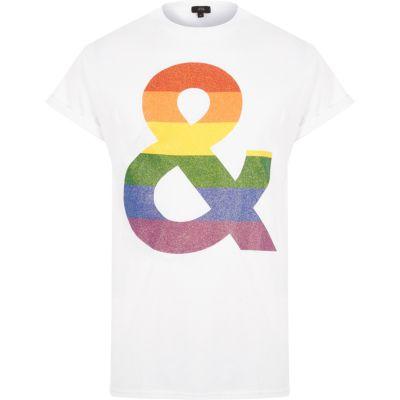 River Island Mens White 'pride And Glitter' T-shirt