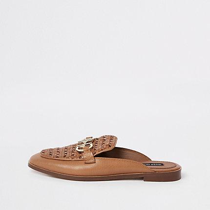 River Island Womens Backless Leather Snaffle Loafer