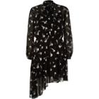 River Island Womens Silver Floral Print Tie Neck Dress