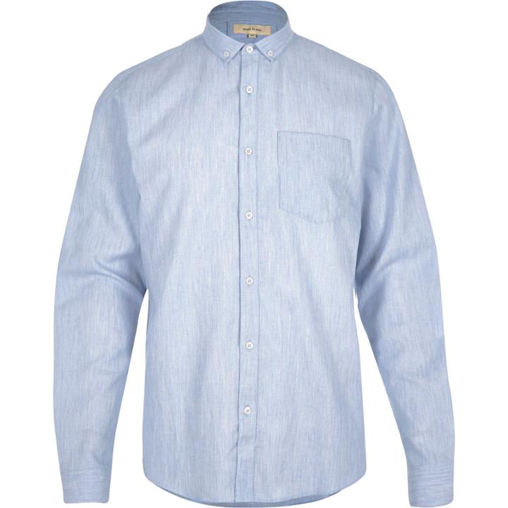 River Island Mensblue Melange Shirt