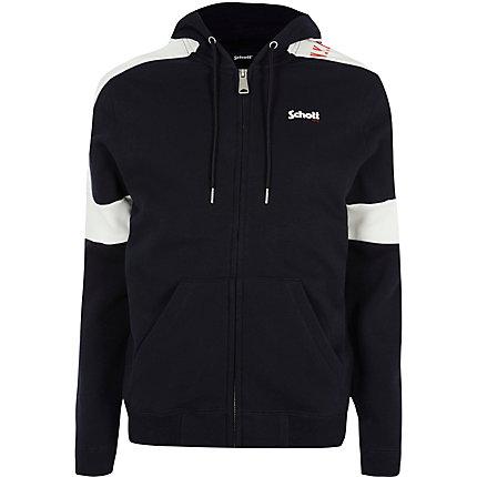 Mens Schott Colour Block Zip Front Hoodie