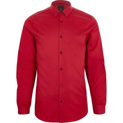 River Island Mens Sateen Long Sleeve Slim Fit Shirt