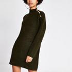 River Island Womens Button Shoulder Knitted Jumper Dress