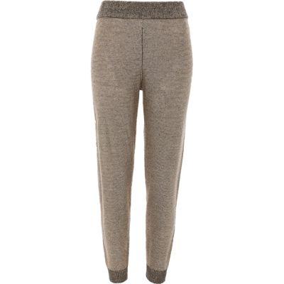 River Island Womens Metallic Knit Joggers
