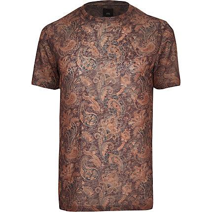River Island Mens Paisley Slim Fit T-shirt