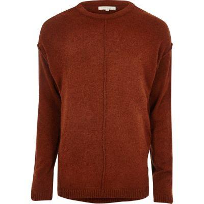 River Island Mens Rust Stitch Sweater