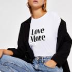 River Island Womens White 'love More' Short Sleeve T-shirt