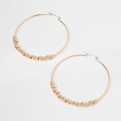 River Island Womens Gold Tone Ball Hoop Earrings