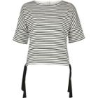 River Island Womens White Mixed Stripe Tie Side Top