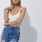 River Island Womens Petite White Ribbed Cami Top