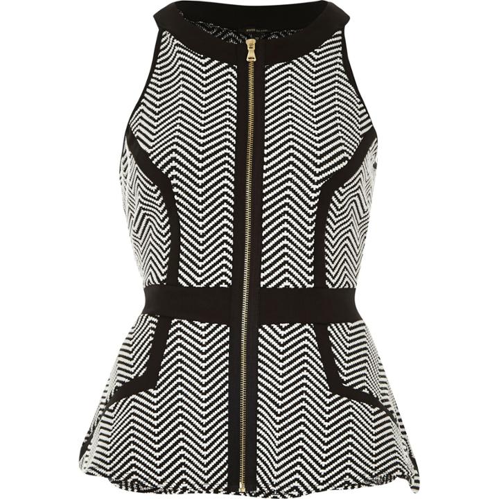 River Island Womens Fitted Print Peplum Top