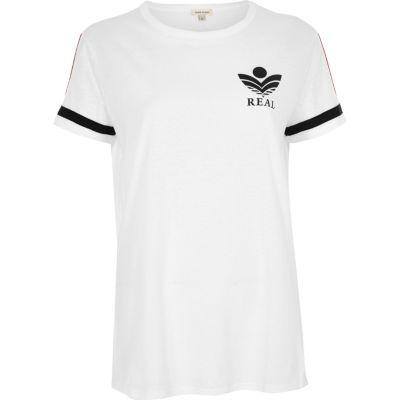 River Island Womens White Front 'real' Print T-shirt