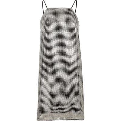 River Island Womens Silver Sequin Cami Mini Slip Dress