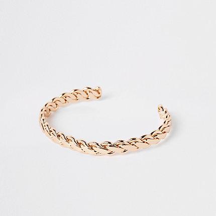 River Island Womens Gold Tone Plaited Cuff Bracelet