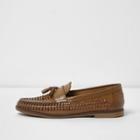 River Island Mens Woven Leather Tassel Loafers