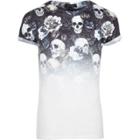 River Island Mens White Faded Skull Print T-shirt