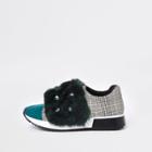 River Island Womens Faux Fur Jewel Embellished Sneakers