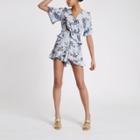 River Island Womens Floral Knot Front Frill Romper