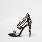 River Island Womens Leopard Print Caged Strappy Wide Fit Sandals