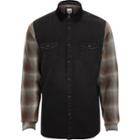 River Island Mens Long Check Sleeve Denim Hybrid Shirt