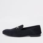 River Island Mens Suede Fold Down Heel Snaffle Loafers