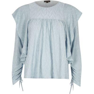 River Island Womens Frill Drawstring Sleeve Top
