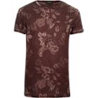 River Island Mensrust Floral Washed Print T-shirt