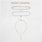 River Island Womens Gold Tone '90s Pendant Multi Row Choker Set