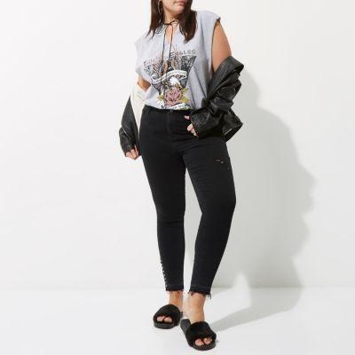 River Island Womens Plus Molly Ring Eyelet Hem Skinny Jeans