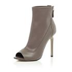 River Island Womens Leather Peep Toe Heeled Ankle Boots