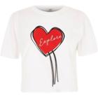 River Island Womens White 'explore' Heart Print Cropped T-shirt