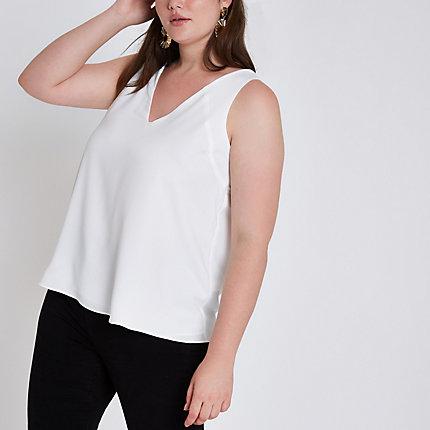 River Island Womens Plus White V Neck Cami Top