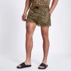 River Island Mens Leopard Print Slim Fit Mesh Shorts